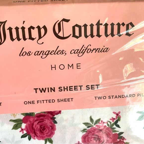 Juicy Couture 4pc Twin Sheet Set in Rose floral print  new in package - Picture 3 of 8